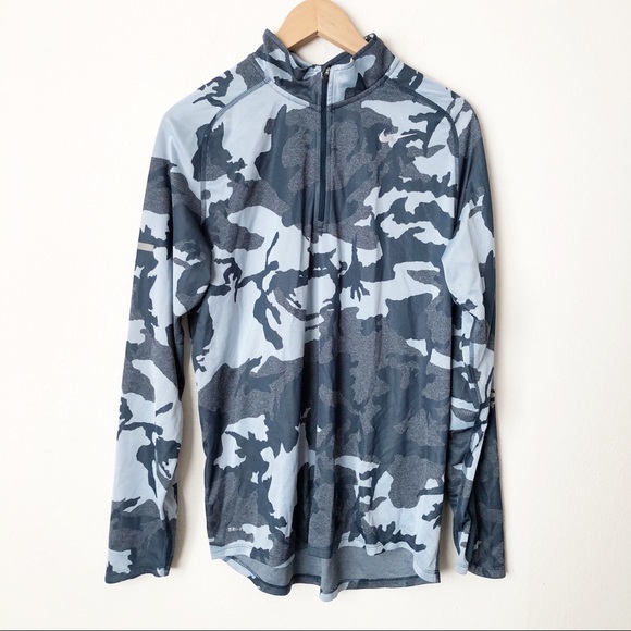 Nike Other - Nike Running Dri Fit Camo 1/4 Zip Pullover Shirt L